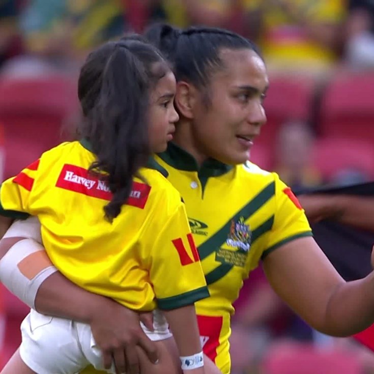 Taufa leads out the Jillaroos